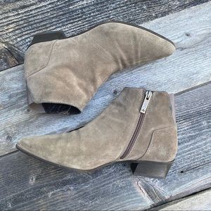 Aquatalia Taupe Suede Leather Ankle Boots